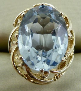 Ring Gold 333 vermutlich Blautopas oder Aquamarin 1960er Jahre - Bild 1 von 15