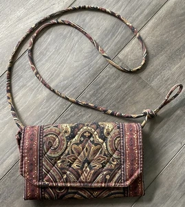 Vera Bradley Designs Colette Geldbörse Paisley abnehmbarer Riemen nicht mehr produziert Vintage - Bild 1 von 11