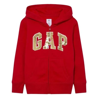 Suéter con Capucha Gap Kids Lentejuelas Logo Cremallera Completa Rojo Talla XL 12 Foto 1 de 4