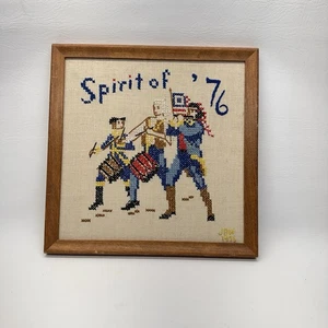VTG 1976 USA Flag Embroidery Civil War Mid Century Retro Patriotic Handmade - Picture 1 of 5