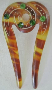 VINTAGE ANTIQUE CELLULOID + BAKELITE HAIR ORNAMENTS, STICK, CLIP, PICK, FUNCTION - Picture 1 of 8