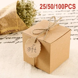 25-100X Rustic Sweet DIY Wedding Party Kraft Candy Gift Box Natural Easter - Picture 1 of 11