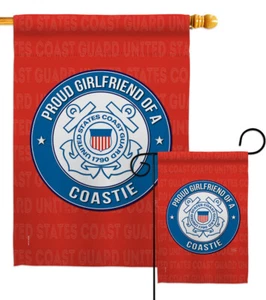 Proud Girlfriend Coastie Garden Flag Coast Guard Armed Forces Yard House Banner - Picture 1 of 17