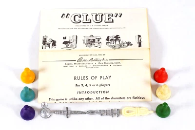 CLUE 1950 Piezas de Juego Madera Diecast Pista Juego de Mesa Instrucciones X2 Foto 1 de 4
