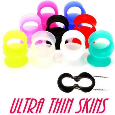 PAIR-ULTRA THIN SKINS TUNNELS-Silicone Ear Skins-Ear Gauges-Soft Ear plugs - Image 1 of 4