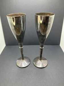 2 vasos Kirk Stieff placa plateada Italia tono hermoso 9"" de alto - Imagen 1 de 9