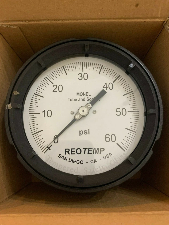 REOTEMP 4.5" Solid Front Process Gauge (Series PT45) 0-60 PSI, 1/2" BACK CONNECT - Image 1 of 4