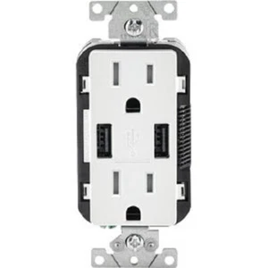 6-Leviton Decora 3.6A 5V White 2-Port USB Electric Charging Outlet R02-T5632-0BW - Picture 1 of 1