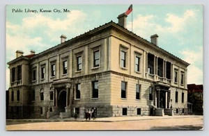 Biblioteca pubblica Kansas City Missouri persone bambini antica cartolina vintage DB pubblicata - Foto 1 di 2