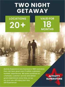 Activity Superstore Two Night Getaway Gift Experience Voucher for Two, Available - Picture 1 of 8