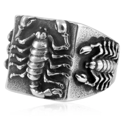 Anillo de motociclista vintage con patrón de escorpión de acero inoxidable para hombre talla 7-13 Foto 1 de 4