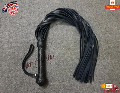 ART OF WHIPS Hochwertige handgefertigte schwarze Lederfloggerpeitsche 31 Schwänze Erwachsene spielen Bullpeitsche