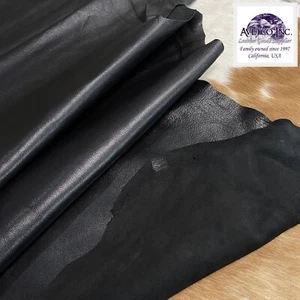 Toledo Black Premium Large Goatskin Nappa Soft Leather Hide  2 oz Thickness - Picture 1 of 7