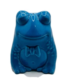 Rana zen blu in ceramica vintage porta spille cappello, potpourri o incenso - Foto 1 di 5