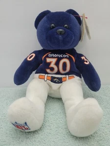 Vintage - 1999 Terrell Davis #30 Broncos NFL Plüsch - Schweinsleder Team Bären mit Etikett - Bild 1 von 14