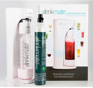 Home Carbonation Machine DrinkMate Refill Fizz Infuser Reusable Bottle White 