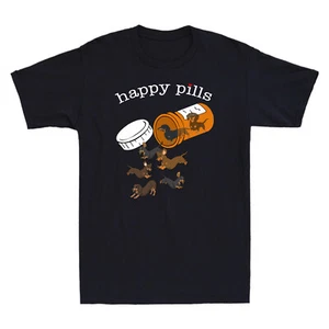 Novelty Pills Cute Dog Lover Gift Dachshund Top Animal Men's Funny Happy T-Shirt - Picture 1 of 7