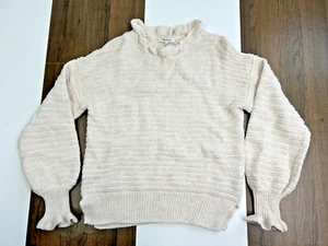 Suéter Madewell Mujer Pequeño Blanco Tejido Volantes Lana Merino Cálido Pullover - Imagen 1 de 9