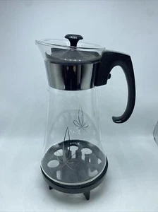 Pyrex Corning 1960s 6 Cup Coffee Pot Carafe Heatproof + Black Stand Vintage - Picture 1 of 12