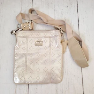Coach Signature Metallic Silver Crossbody *Flaw - Picture 1 of 12