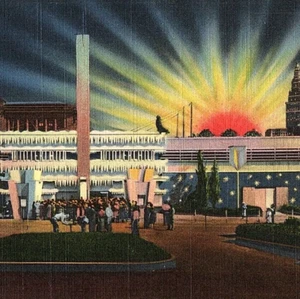 1937 Cleveland Great Lakes Exposition Winterland Night Aquacade postal puesta de sol - Imagen 1 de 3