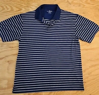 Рубашка поло для гольфа мужская Grand Slam синяя белая в полоску большая легкая полиэстер - Изображение 1 из 4