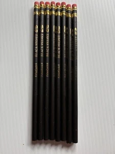 Vintage 12 FaberCastell Black Velvet No. 2 Pencils Round Matte Black Barrel - Picture 1 of 5
