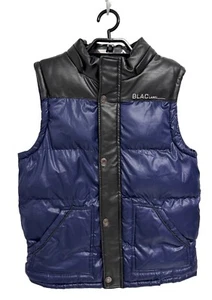 Blac Label Junior's Sleeveless Navy Blue And Black Zip Up Puffer Vest Size L - Picture 1 of 10