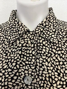 Vintage Womens Plus 20W Animal Print Camp Collar Shell Button Long Sleeve Blouse - Picture 1 of 10
