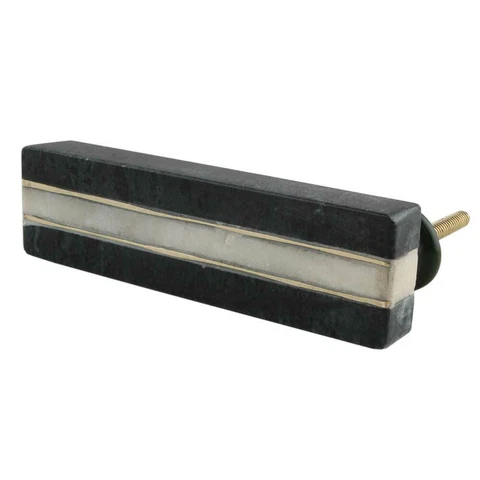 Set of 2 Antique Forest Green  White Stone Gold Door Pull Handle Vintage Style Cover