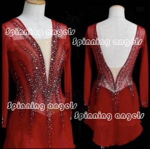 Eisfigur Schlittschuhkleid/Tanz/Stab wirbelndes Kostüm Outfit kustom rot - Bild 1 von 5