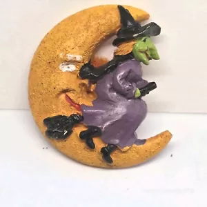 Broche prendedor punk gótico Halloween bruja luna vintage hecho a mano - Imagen 1 de 2