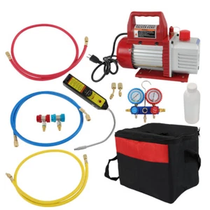 Kit de refrigeración de aire acondicionado 4CFM 1/3HP medidor de bomba de vacío paleta giratoria HVAC - Imagen 1 de 24