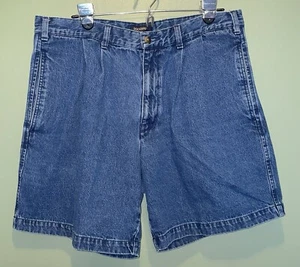 Vintage Dockers Khakis Jean Shorts Men’s 36 Blue Denim Pleated Dad Shorts 90s - Picture 1 of 10