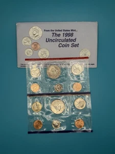1998 P&D Mint Set Brilliant Uncirculated US with Envelope & COA (10 Coin Set) - Picture 1 of 4