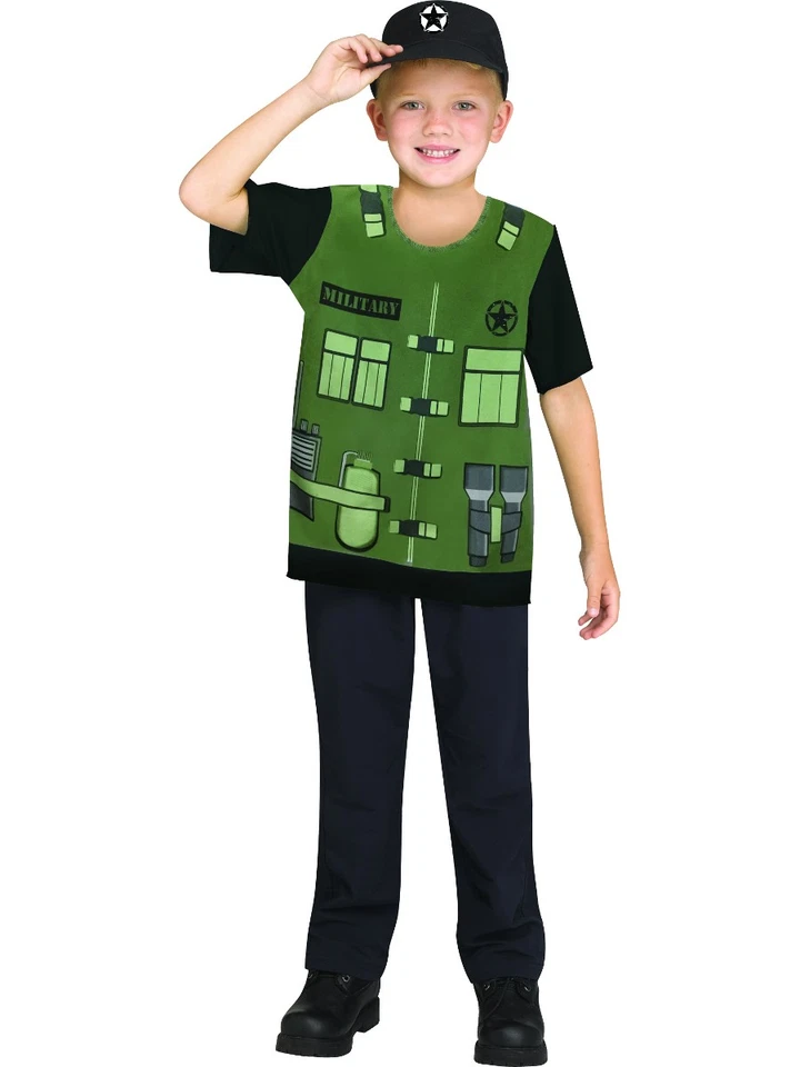 Combo Disfraz Camisa y Sombrero Estampado Soldado Militar Infantil Hasta Talla 6 Foto 1 de 1