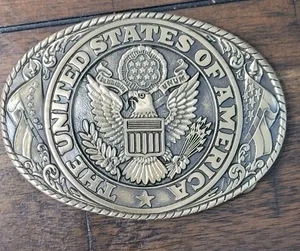 Hebilla de cinturón Tony Lama de colección sello de latón Estados Unidos América veterano occidental - Imagen 1 de 8