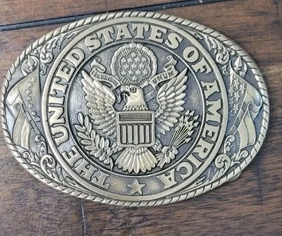 Hebilla de cinturón Tony Lama de colección sello de latón Estados Unidos América veterano occidental Foto 1 de 4