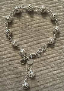 Sterling Silber 925 filigranes Kugelarmband mit 2 Kugel Tropfen Quasten 7,25" - Bild 1 von 4