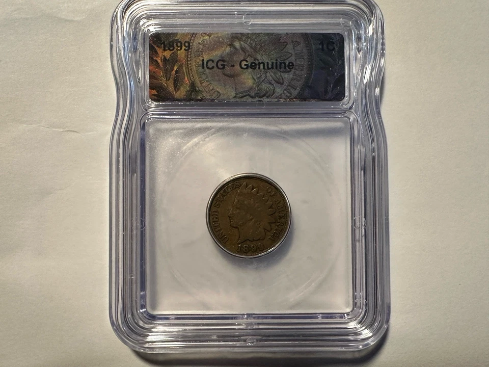 1899 Indian Head Cent Penny ICG Certified Genuine In Case Rare - Image 1 of 2