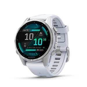 fenix 8 - Montre GPS Multisports AMOLED - Silver avec Bracelet en Silicone Blanc - Zdjęcie 1 z 7