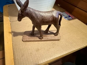 Vintage Holz ESEL Figur auf Ständer original alt handgeschnitzt 5,5" Höhe x 5" Länge - Bild 1 von 5