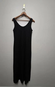 Uniqlo Women’s Black Maxi Dress Built-in Bra Casual Size Large Long Summer - Picture 1 of 11