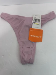 NWT VTG Warner's WITHOUT A STITCH Thong Panties sz 6 M Nylon Blend Smooth PINK - Picture 1 of 3