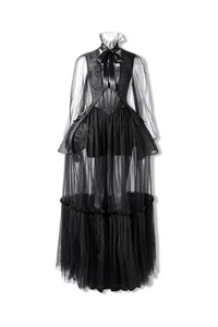 Hermoso Vestido Negro Miércoles Mujeres Cosplay Disfraz Halloween Conjunto Traje - Imagen 1 de 17