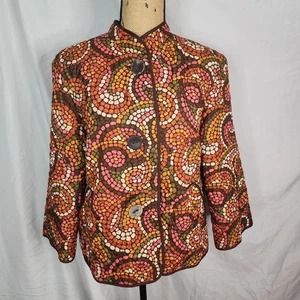RUBY RD Size 16 Fall Color Tones Stand Up Collar Lightweight Quilted Jacket - Picture 1 of 10
