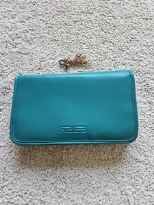 EFFY Travel Jewelry Bag Clutch Teal New without Box 9” X 5”with Leopard Key Chai - Picture 1 of 5