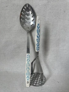 Trituradora de utensilios de cocina de acero inoxidable IIC Japón vintage de 2 piezas, cuchara para servir - Imagen 1 de 4