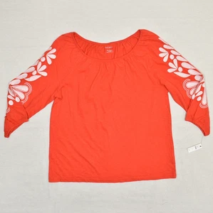 Talbots Damen Bluse Rundhals 3/4 Arm geblümt rot Gr. L Baumwollmischung Oberteil - Bild 1 von 8