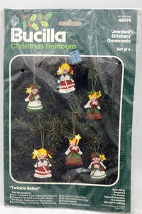 Vintage Bucilla Christmas Heirloom Felt Ornament Kit Twinkle Bells Angels - Picture 1 of 3